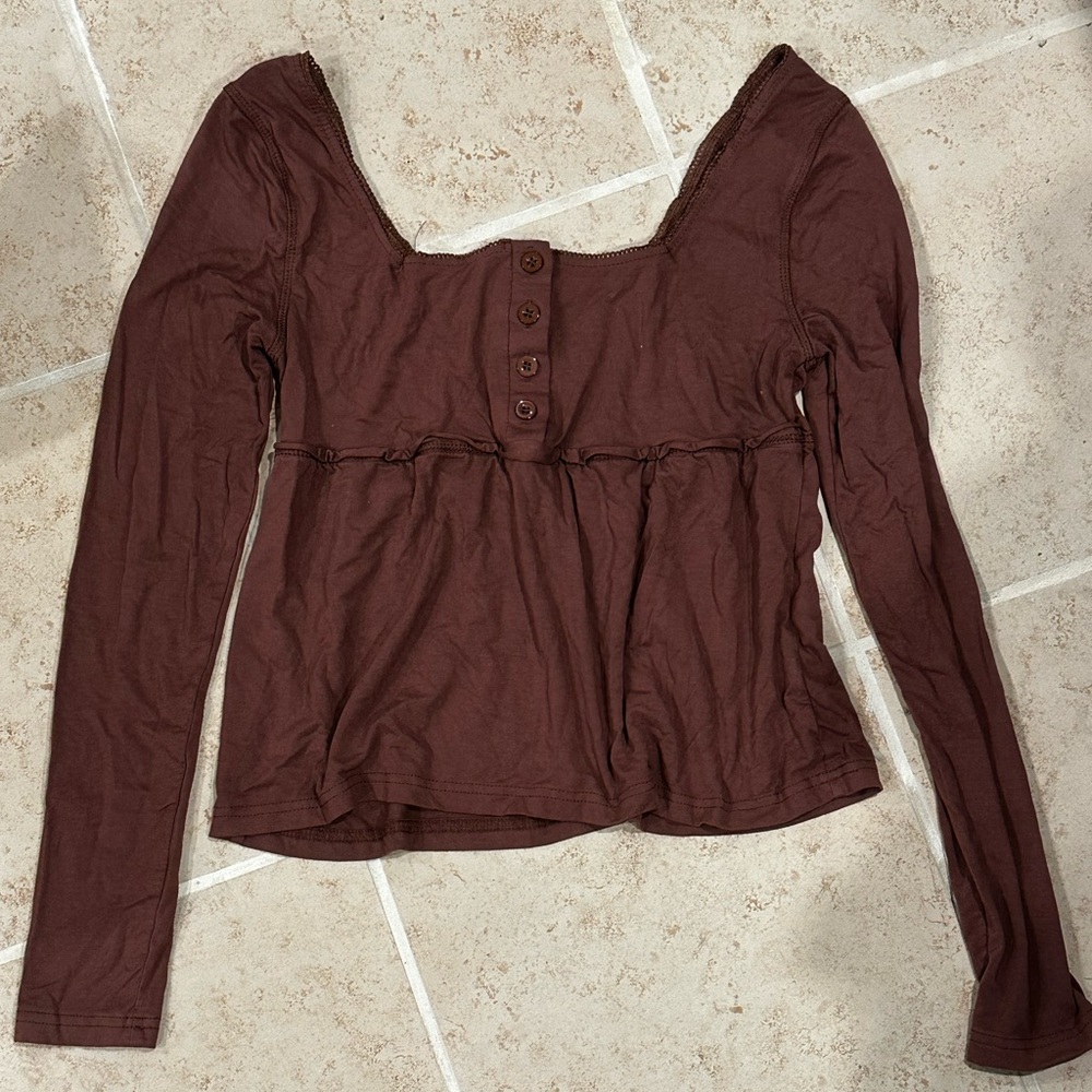 Women's Brown Long Sleeve Top